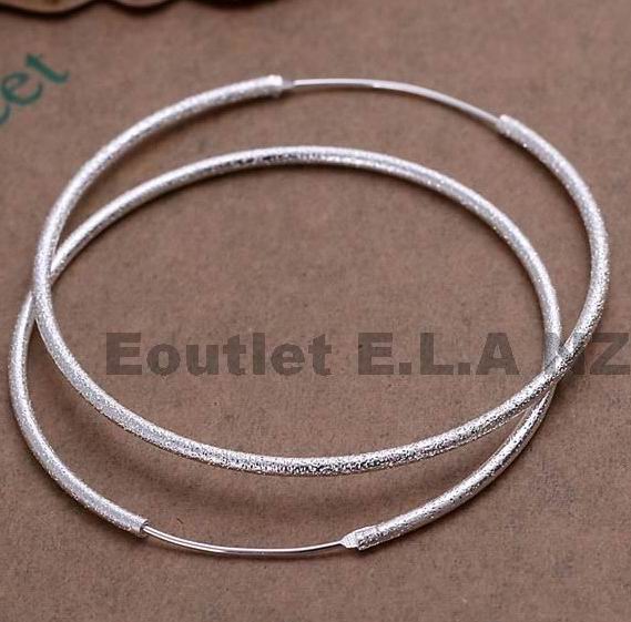 LARGE 50mm DIAMETER SHINY SILVER HOOP EARRINGS